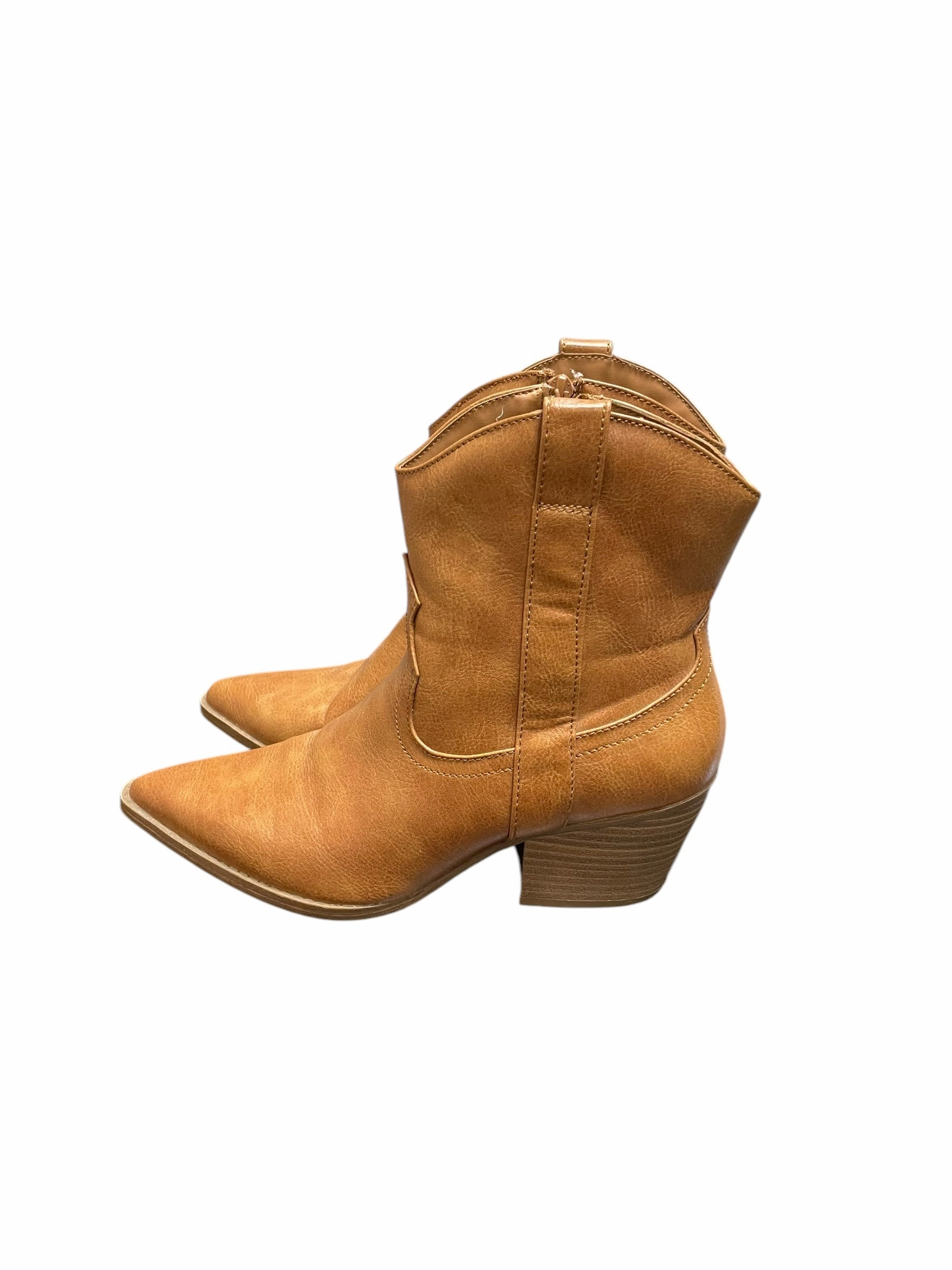 Boots Ankle Heels By Universal Thread In Brown, Size: 7.5 Earth Tones