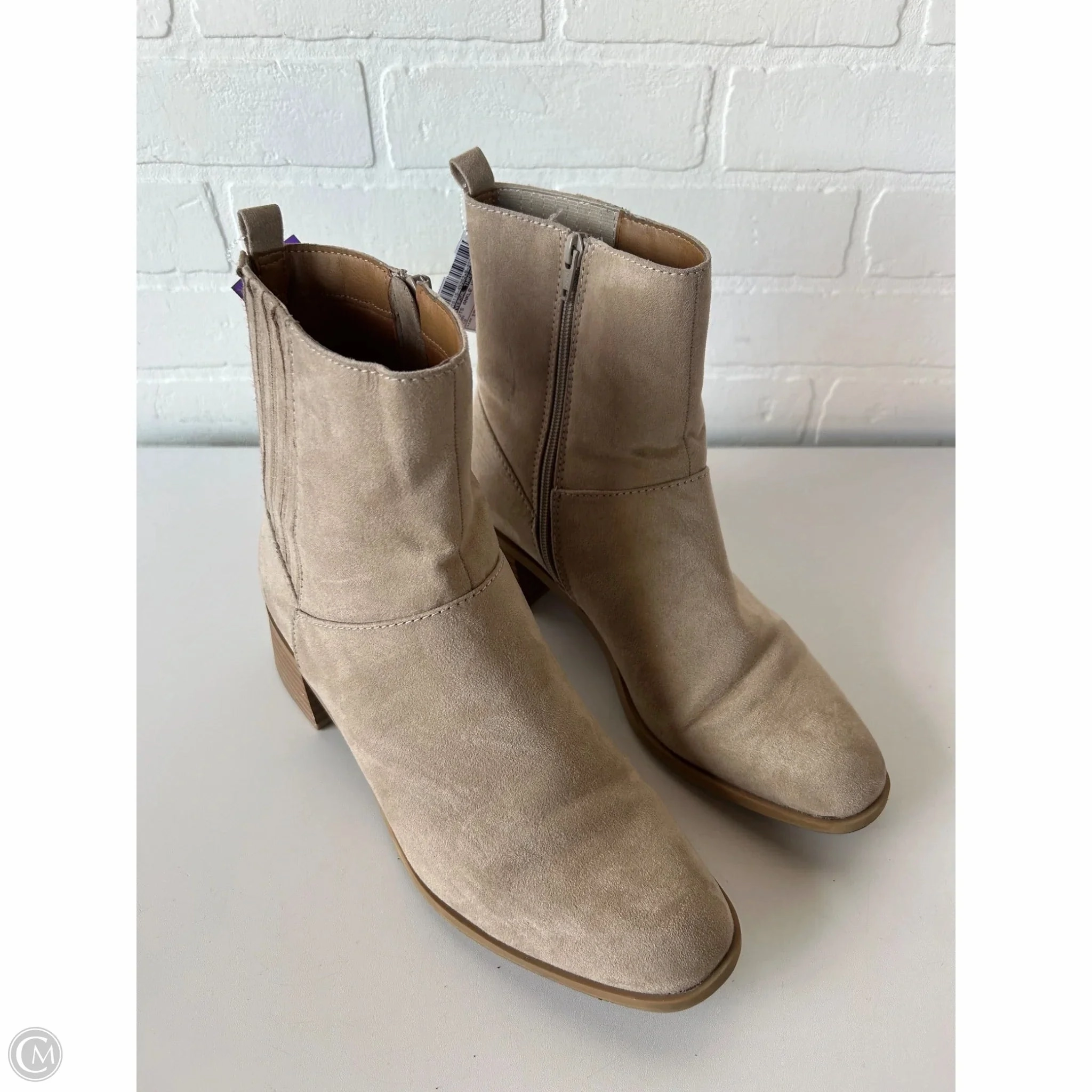 Slip On Style Seamless Comfort Trail Runner Boots Ankle Heels By Universal Thread In Tan, Size: 10