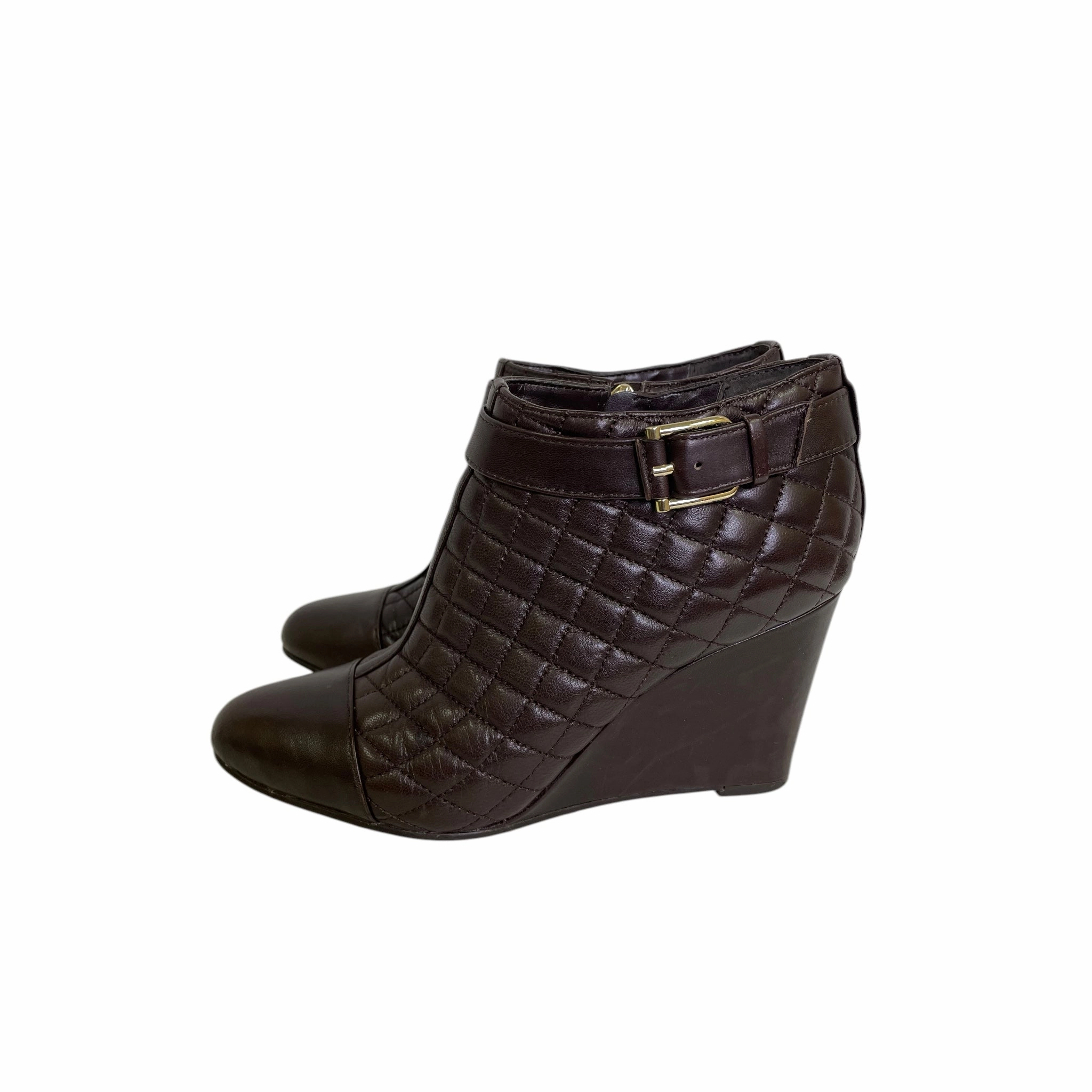 Boots Ankle Heels By Vince Camuto In Brown, Size:7 Tread Control Wine Rich