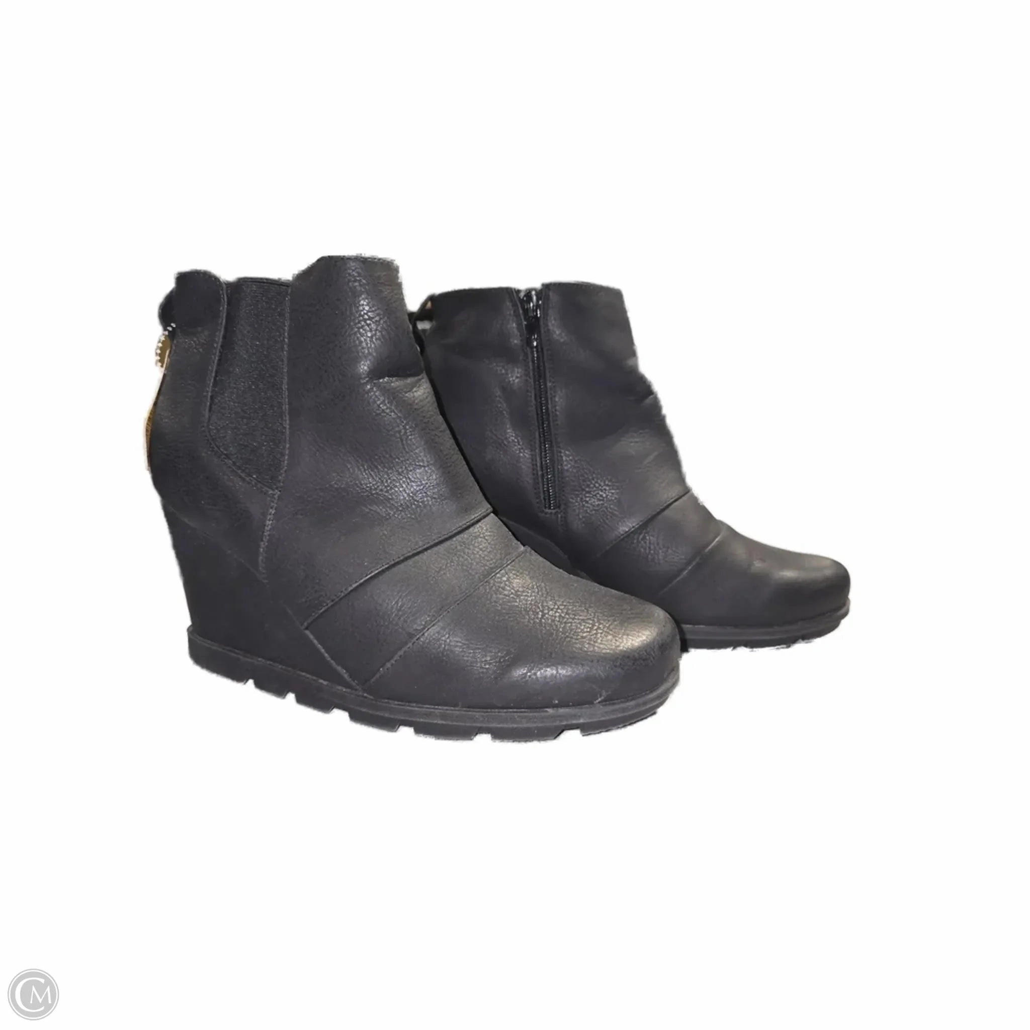 Boots Ankle Heels By Vintage In Black, Size: 9.5 Premium Cushion