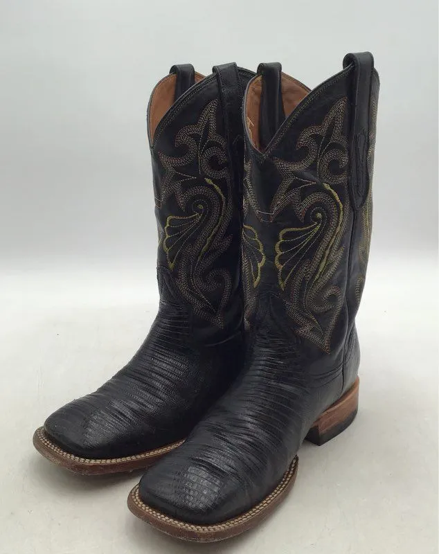 Botas Diligencia Men's Black Leather Cowboy Western Boots - Size 40