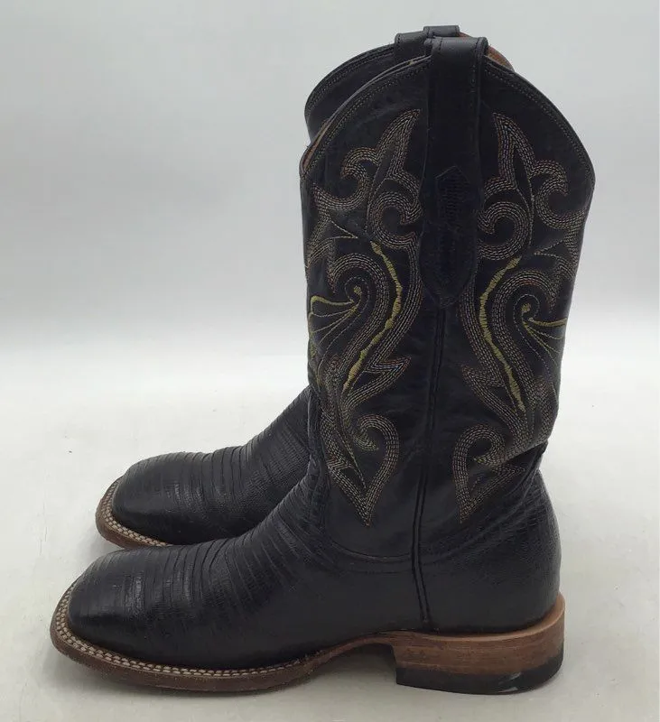 Botas Diligencia Men's Black Leather Cowboy Western Boots - Size 40