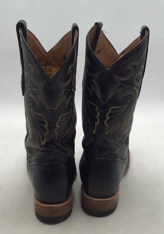 Botas Diligencia Men's Black Leather Cowboy Western Boots - Size 40