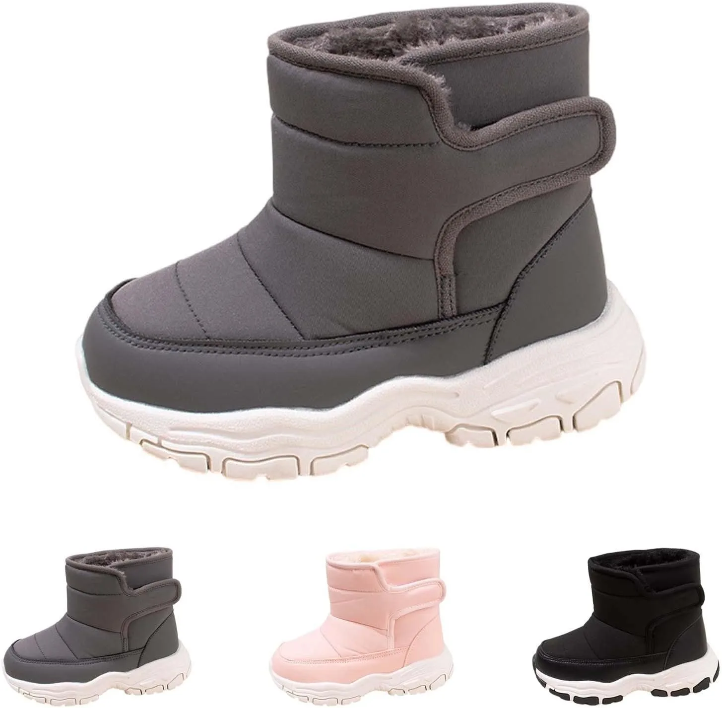 Boys Kids Winter Snow Boots Soft Sole Shoes Water-Proof Fleece Fr Lined Hiking Sneaker Outdoor Sports Shoes