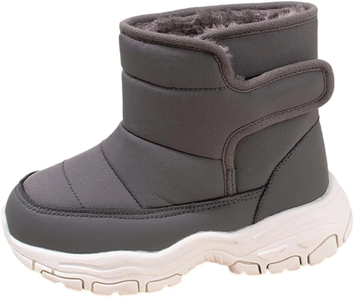 Boys Kids Winter Snow Boots Soft Sole Shoes Water-Proof Fleece Fr Lined Hiking Sneaker Outdoor Sports Shoes