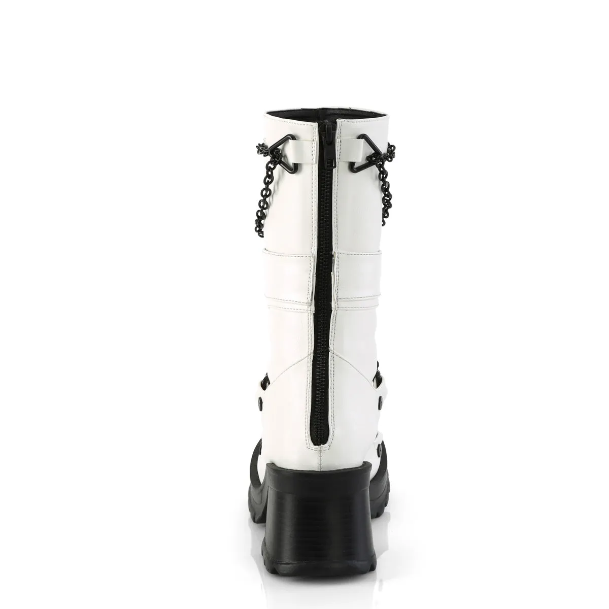 BRATTY-120 DemoniaCult White Vegan Leather Sexy Women's Mid-Calf & Knee High Boots (Alternative Footwear)