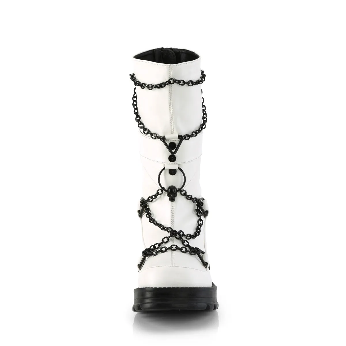 BRATTY-120 DemoniaCult White Vegan Leather Sexy Women's Mid-Calf & Knee High Boots (Alternative Footwear)