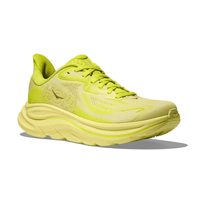 Women's Clifton 10 Neon Hoka Citrus/Sunlight Lace Lock Technology Knit Surface