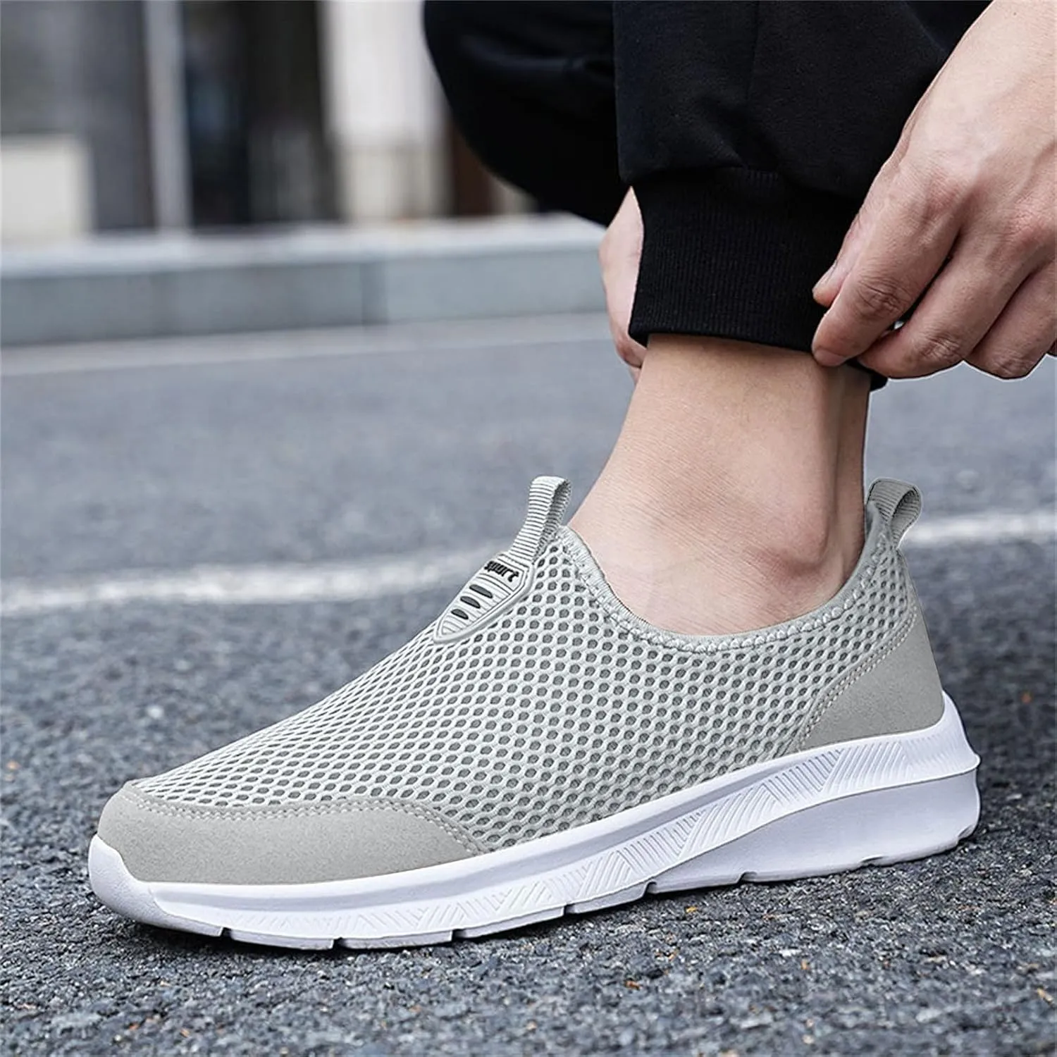 Breathable Diabetic Shoes for Men Comfortable Breathable Stretch Canvas Slip On Sneaker Versatile Elderly Shoes
