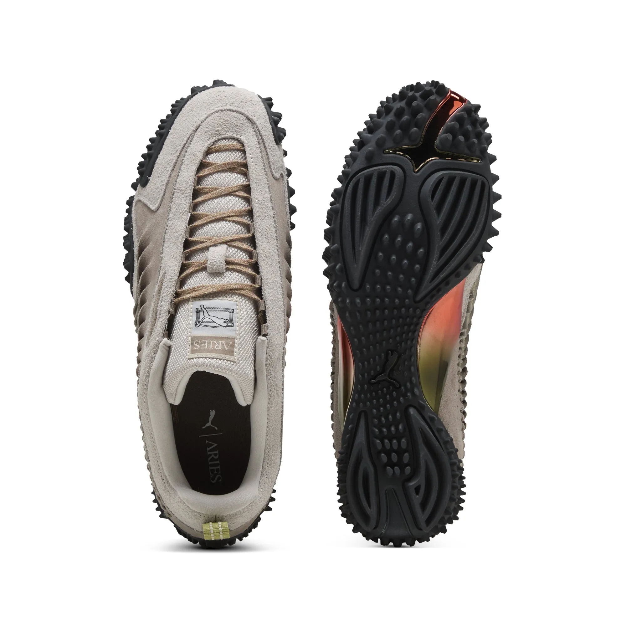 running with a smooth outsole rubber - outsole Puma x Aries Mens Mostro Craft Shoes