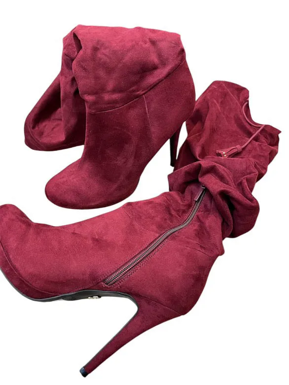 Boots Knee Heels By Thalia Sodi In Red, Size: 9 Winter Walk Ready