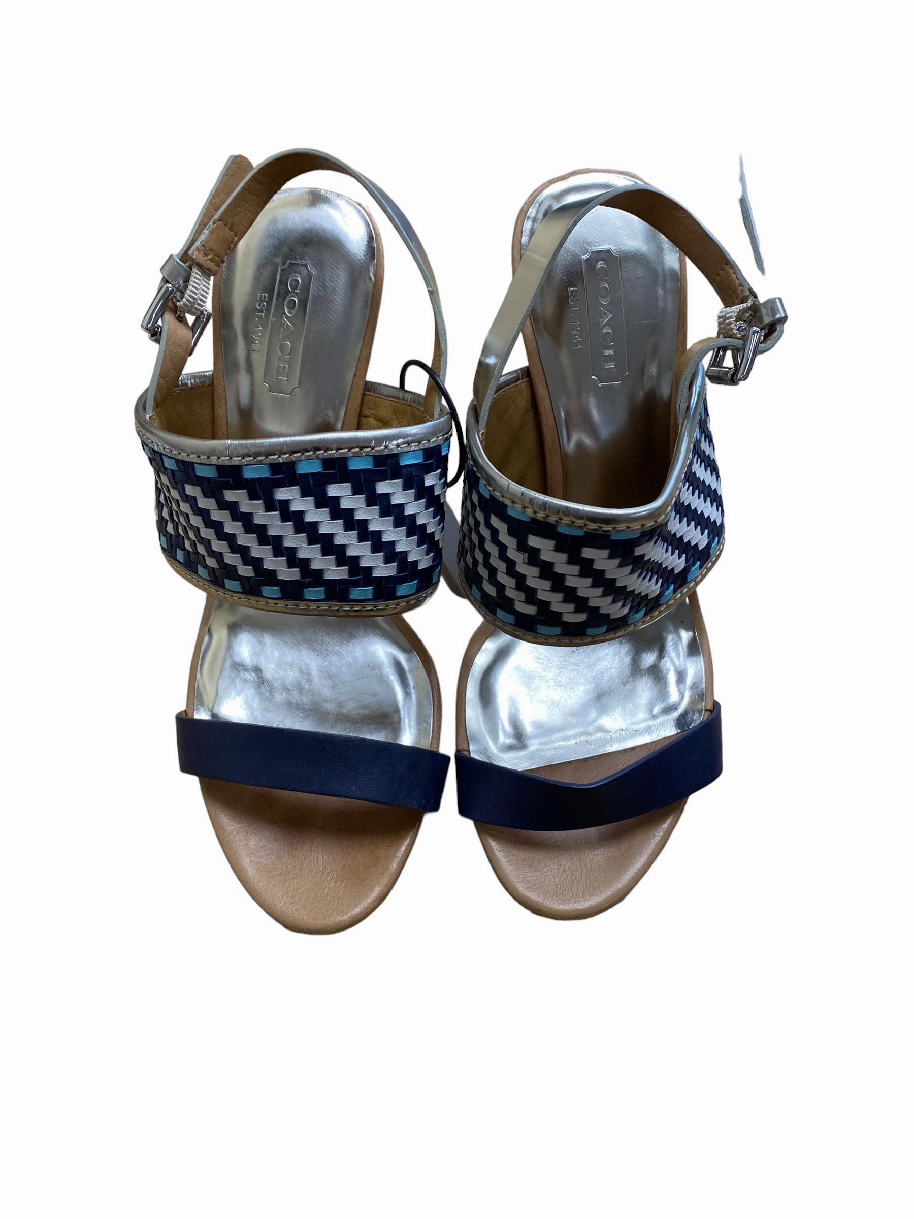 Blue Shoes Heels Stiletto Coach, Size 6 Trendy Piece