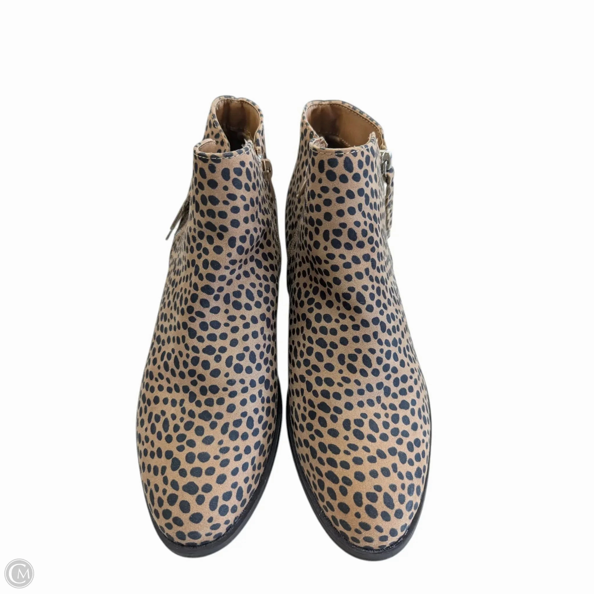 Boots Ankle Heels By Arizona In Animal Print, Size: 10 Pull On Style Suede Surface