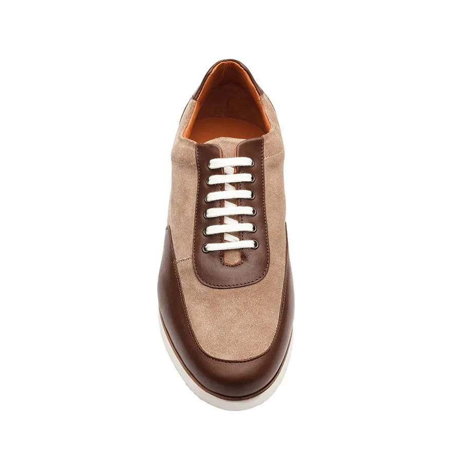 Brown   Cream Suede Combination Sporty Sneakers