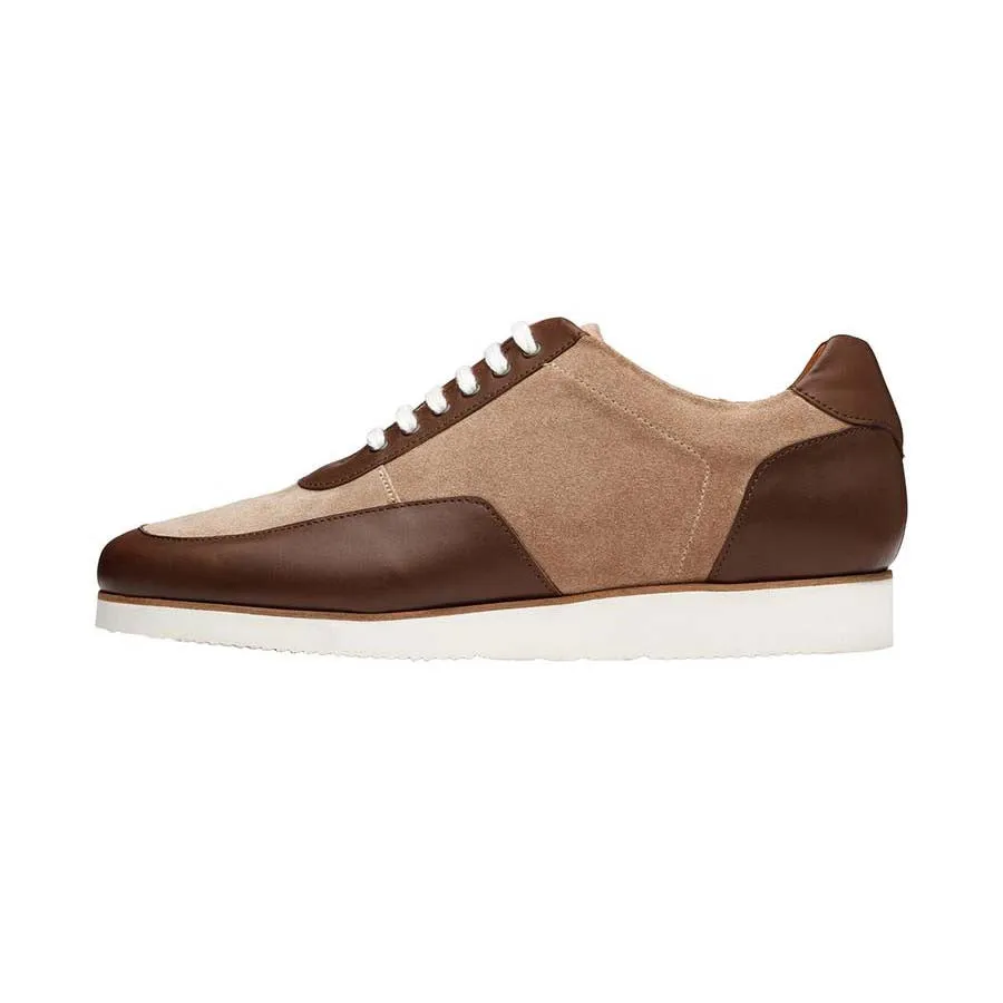 Brown   Cream Suede Combination Sporty Sneakers