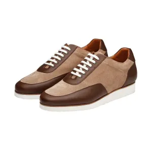 Brown   Cream Suede Combination Sporty Sneakers