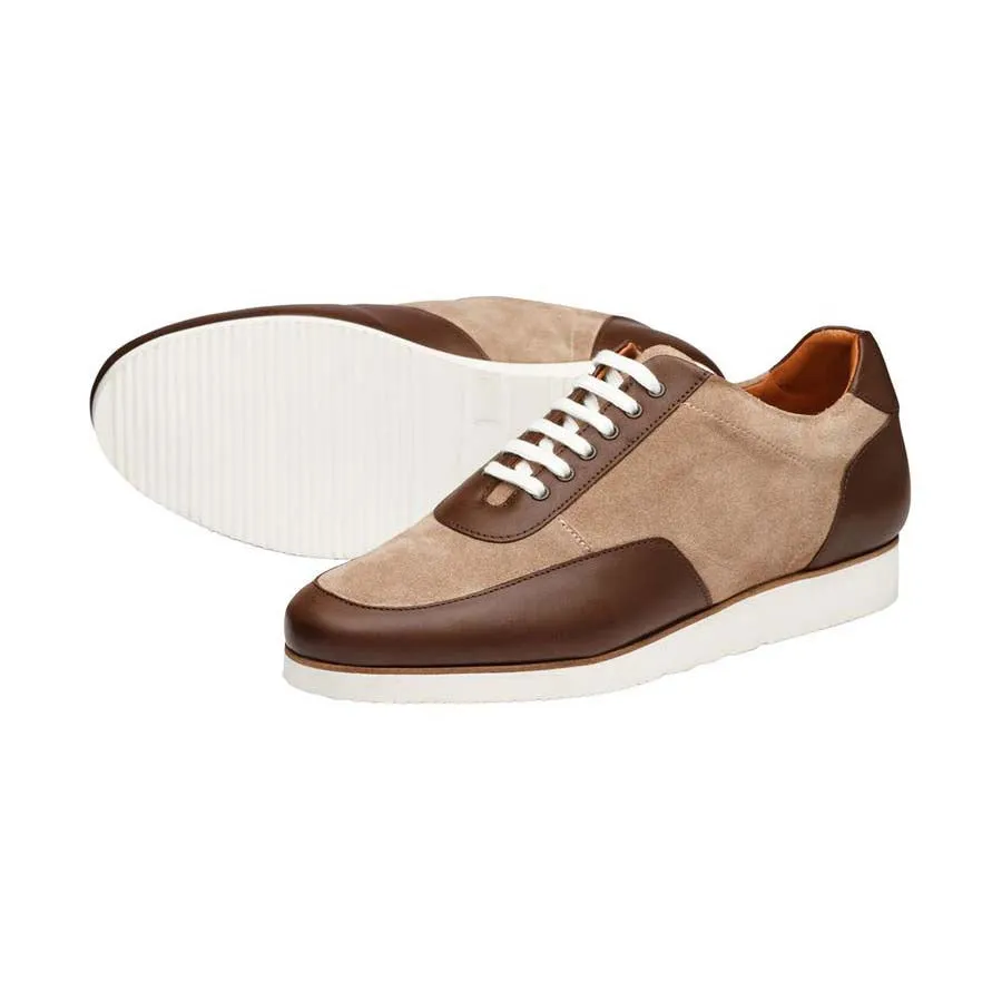 Brown   Cream Suede Combination Sporty Sneakers