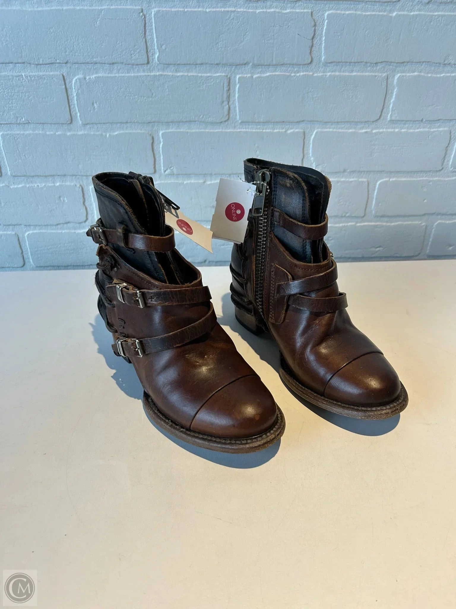 Boots Ankle Heels By Freebird In Brown, Size: 6 Smart Design Eco Material Rainy Days