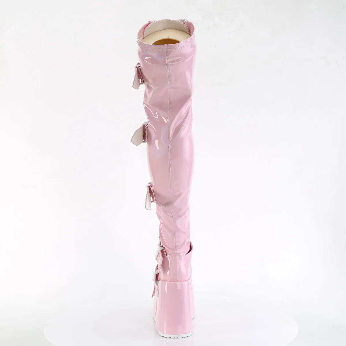 CAMEL-305 DemoniaCult Baby Pink Pink Stretch Holo Sexy Women's Over-the-Knee Boots (Alternative Footwear)