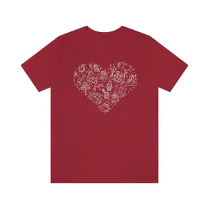Camping Illustration Heart 100% Cotton Jersey Short Sleeve T-Shirt