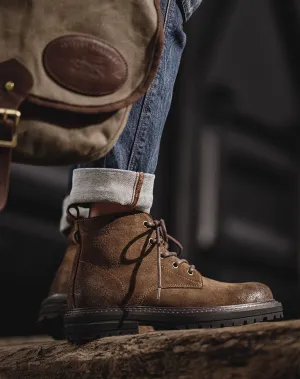 Casual Middle-Cut Brown Retro Tooling Men's Desert Boot
