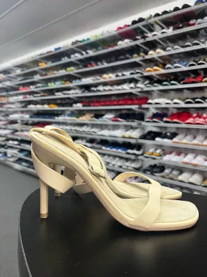 Cathy Jean Beige Stiletto Heel Open Toe Ankle Buckle Shoes Size 8