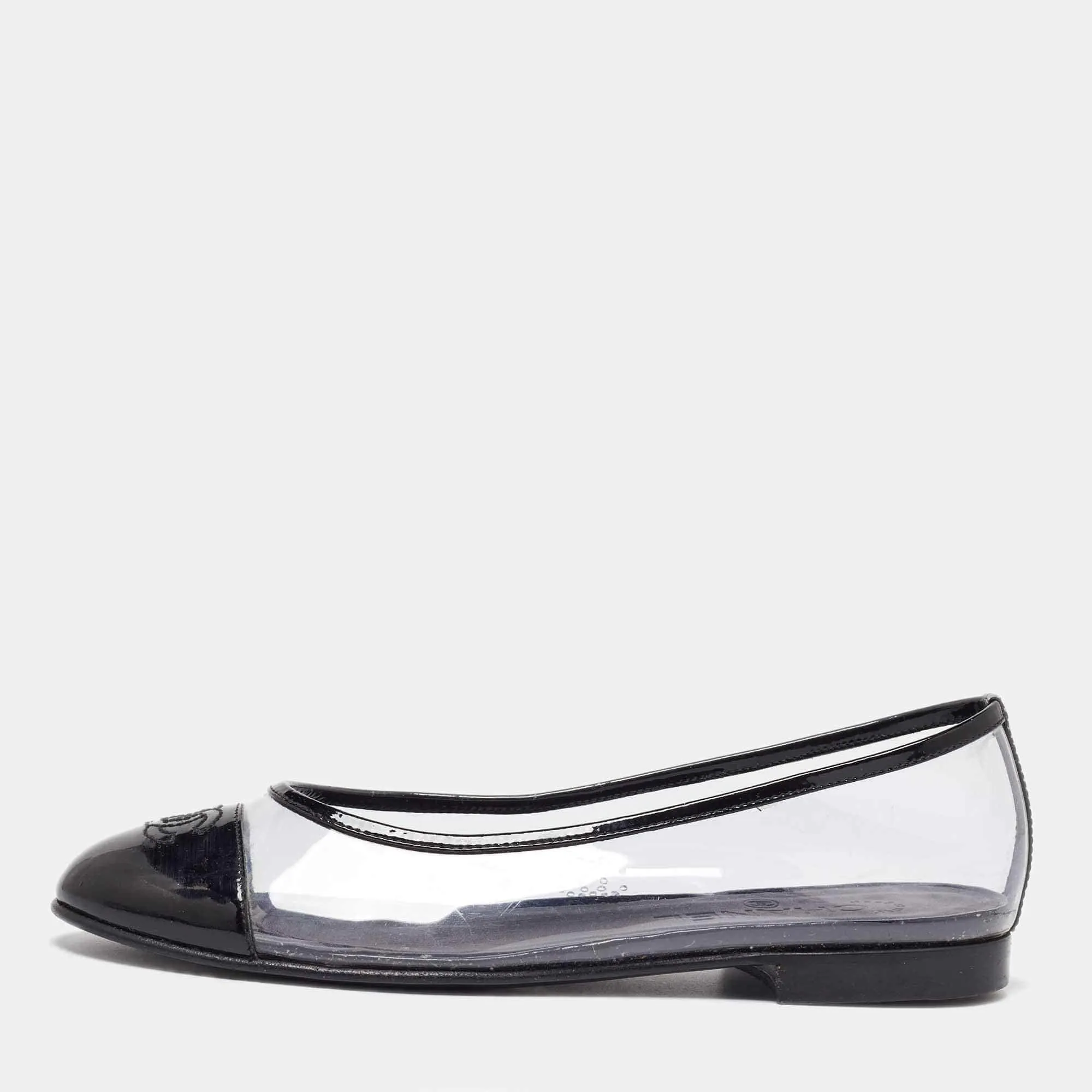 Chanel Transparent Patent Leather and PVC Ballet Flats Size 37.5 RJC4386
