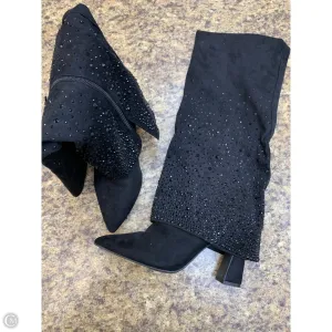Cold Comfort Chic Winter Glam Boots Knee Heels By Anne Michelle In Black, Size: 9