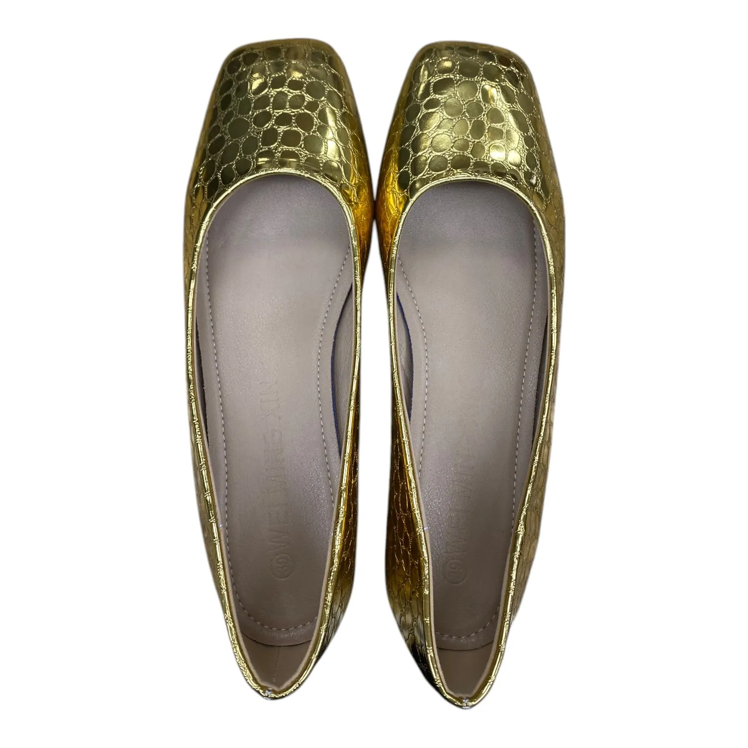Shoes Heels Block By Clothes Mentor In Gold, Size:8.5 Dressy Sandals