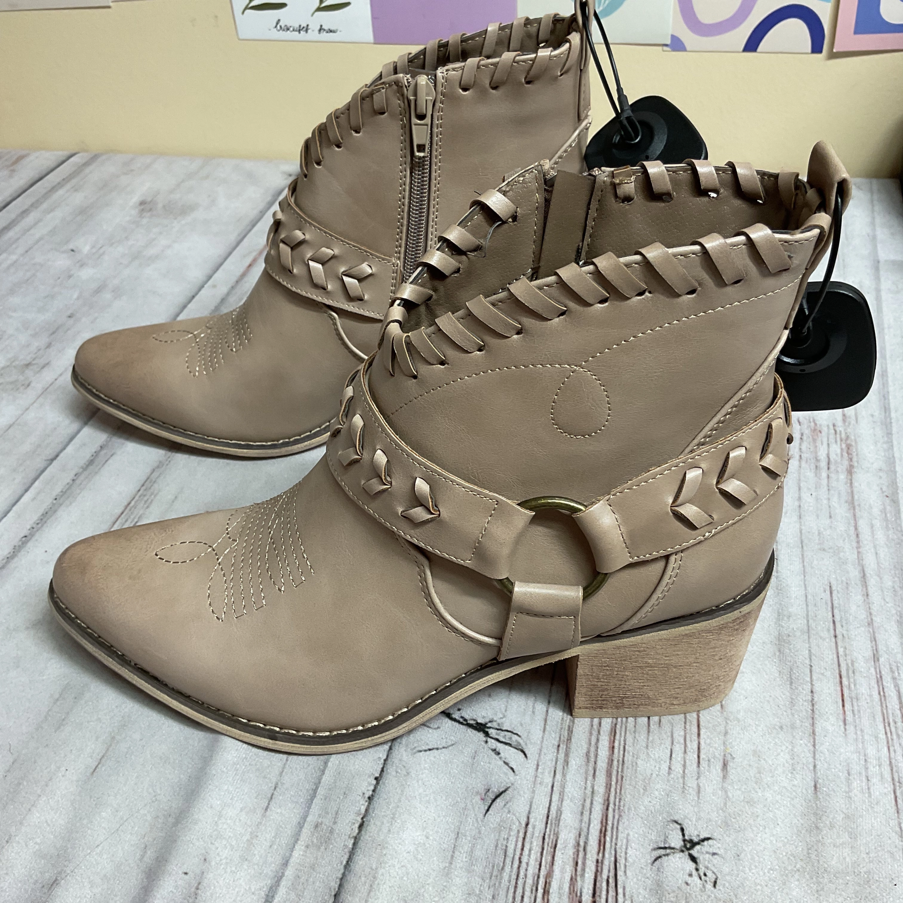 Urban Fashion All Weather Mountain Climber Boots Ankle Heels By Altard State In Taupe, Size:8