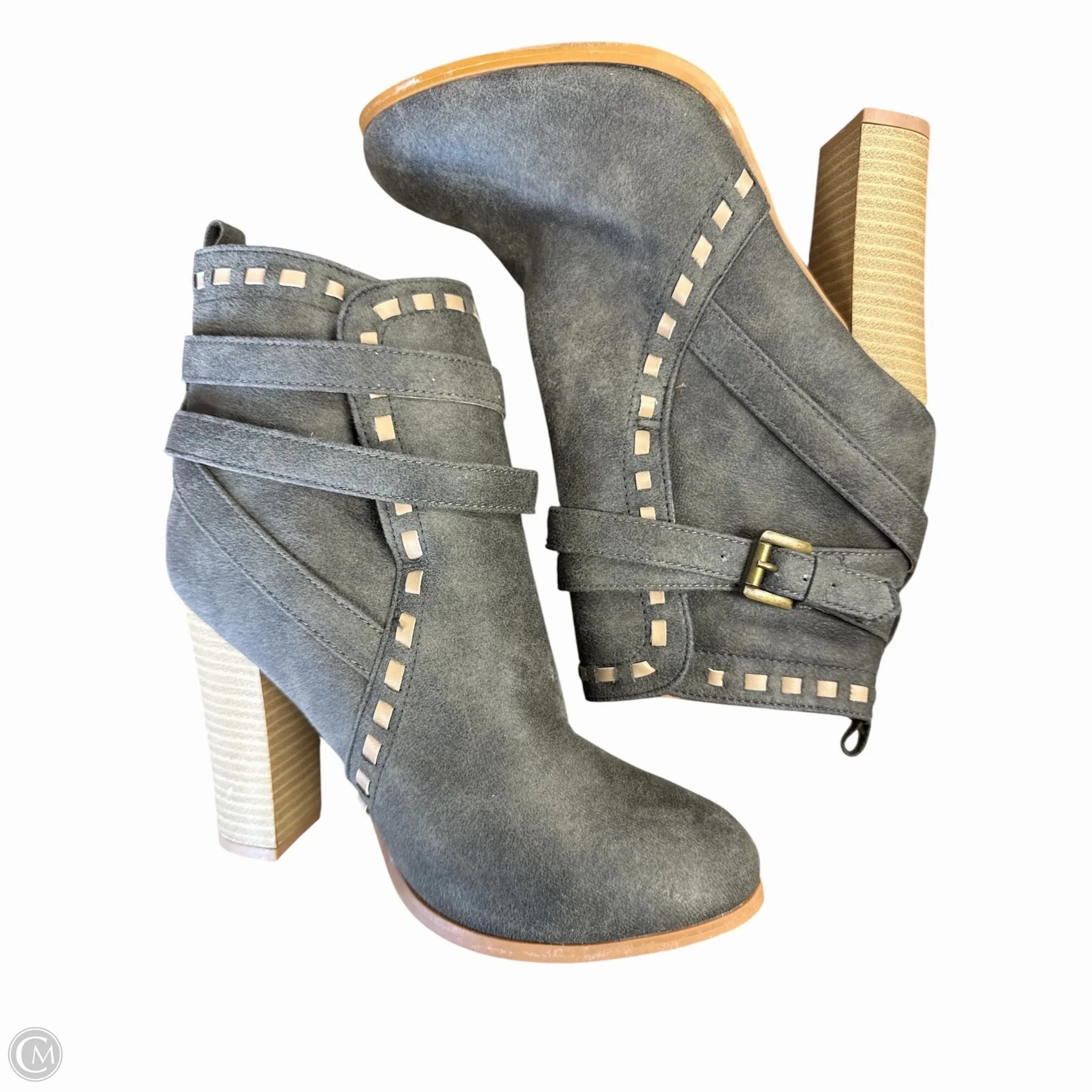 Modern Lines Comfort Lining Hiking Trails Boots Ankle Heels By Venus In Grey, Size: 8