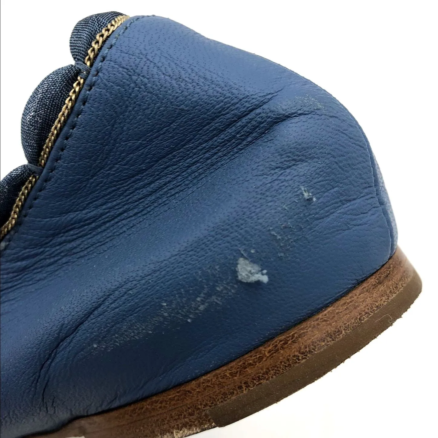Chloe Women's 'Lauren' Blue Leather Ballet Flats w/ Gold Chain - Size 38 ( COA)