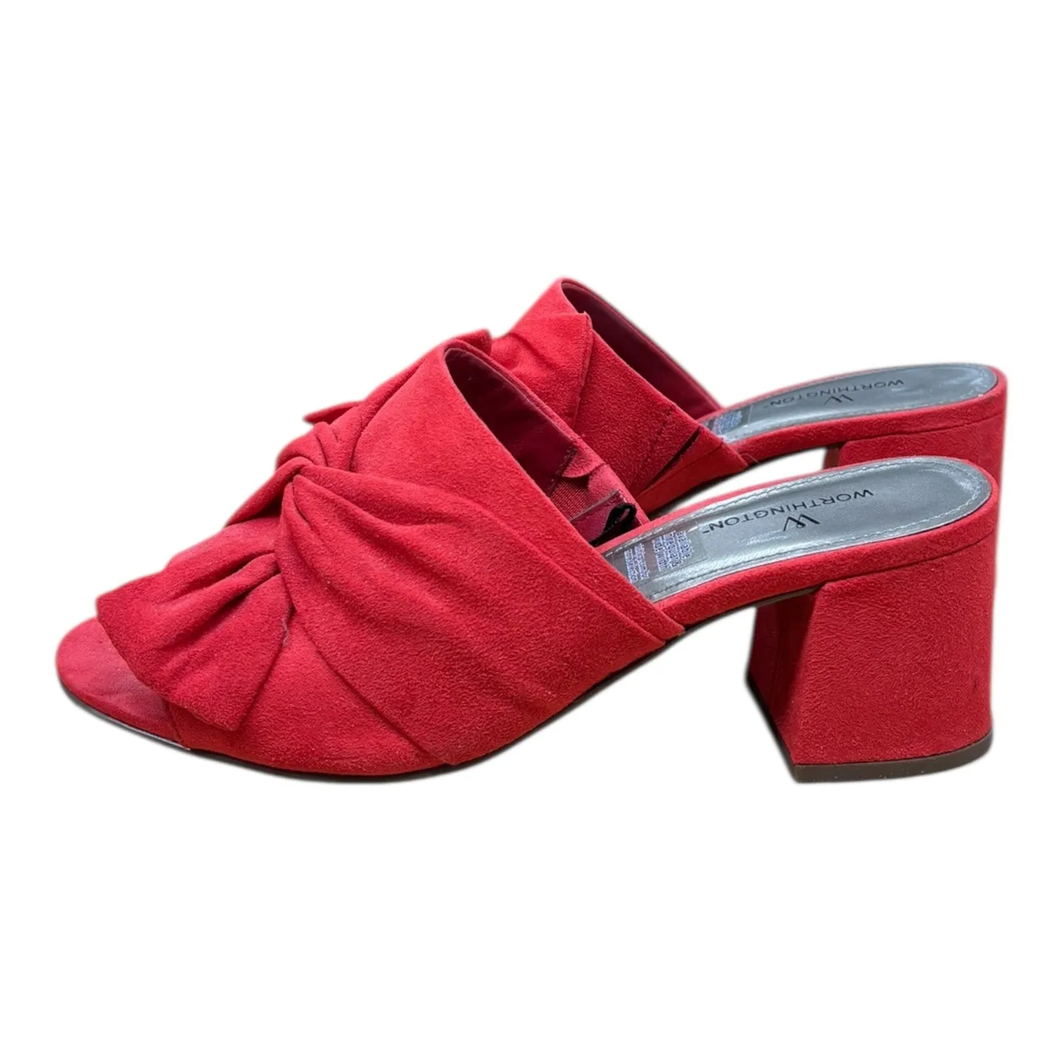 Open Toe Wedges Shoes Heels Block By Worthington In Red, Size:6.5