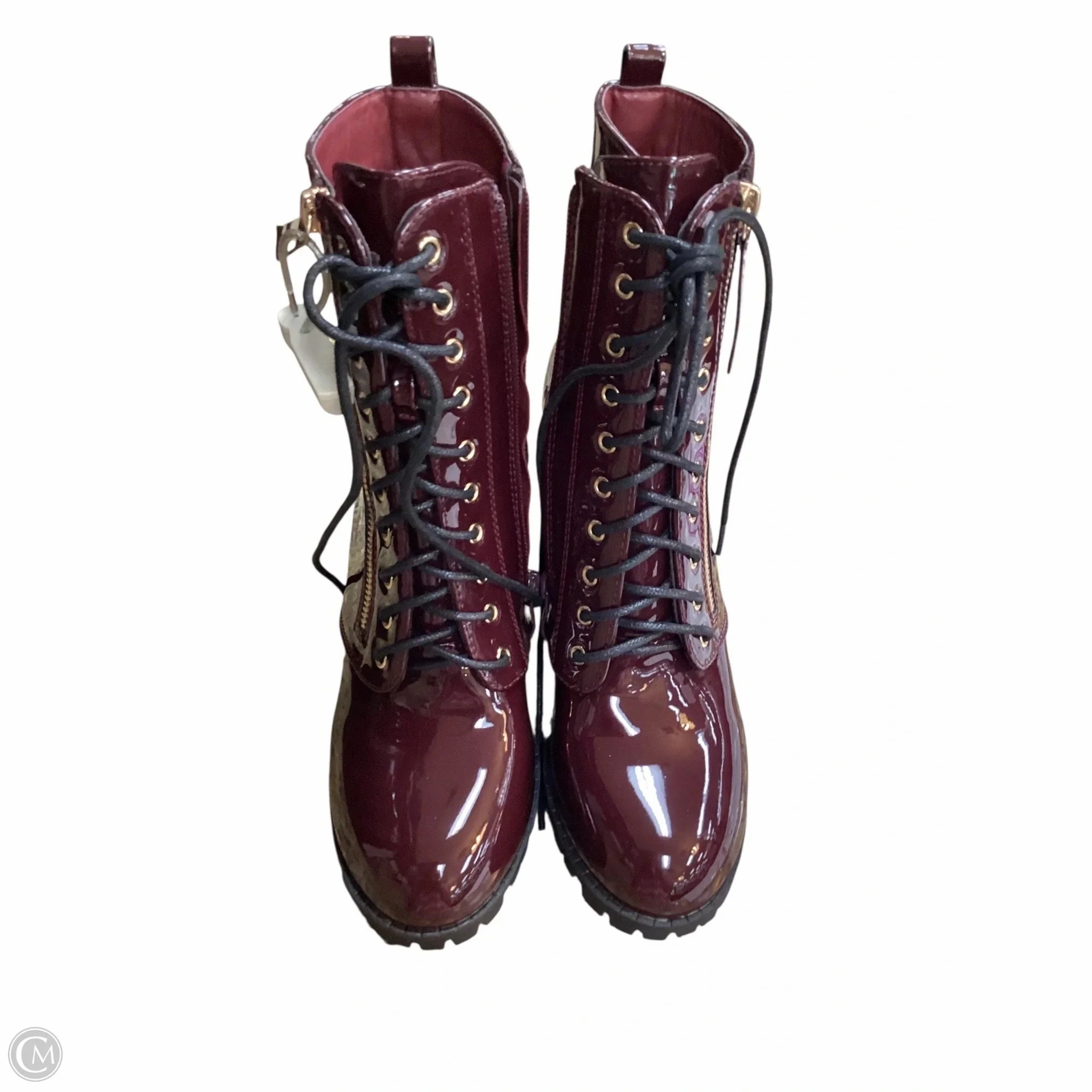 Unisex Cool Boots Ankle Heels By Fashion Nova In Maroon, Size: 9