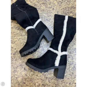 Boots Mid-calf Heels By Cmf In Black & Cream, Size: 9 Outfit Layer