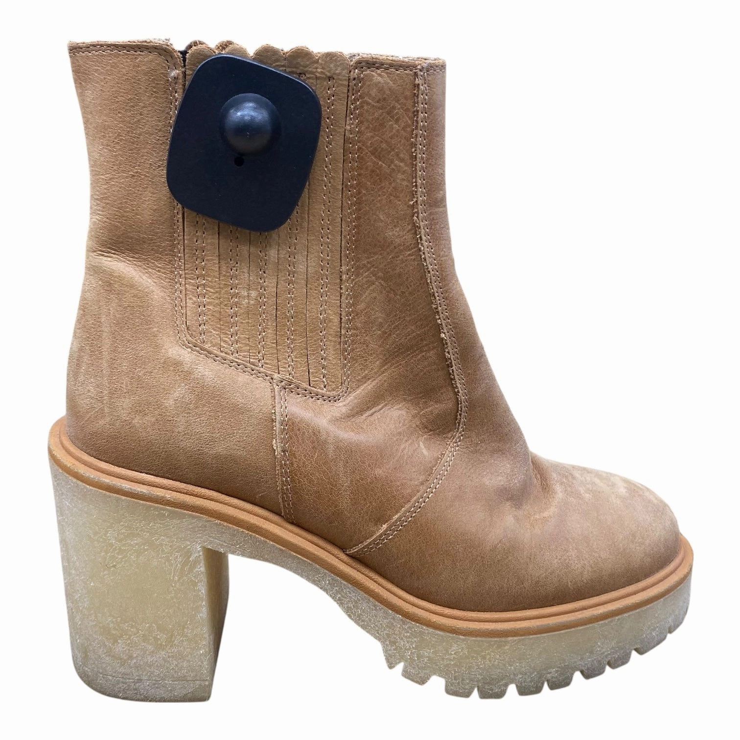 Boots Ankle Heels By Free People In Brown, Size:6.5 Olive Tone