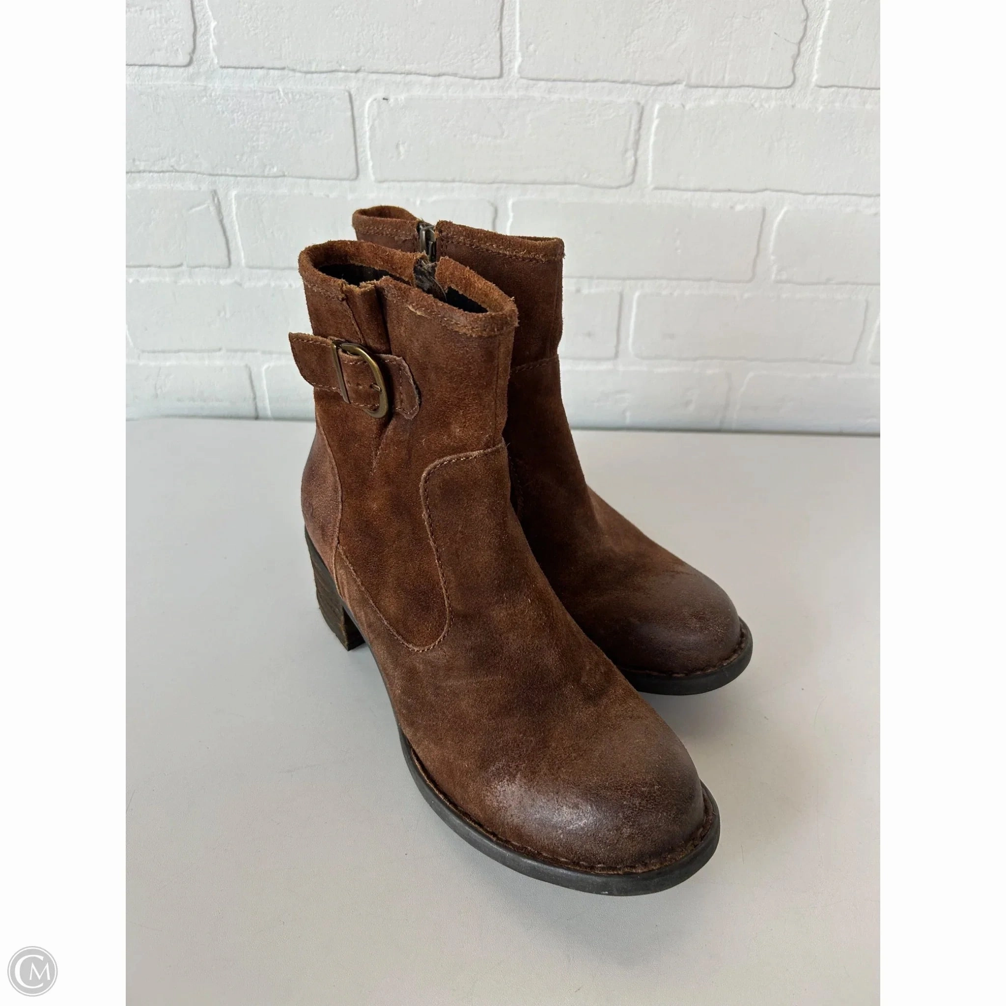 Boots Ankle Heels By Born In Brown, Size: 9 Shock absorption tech