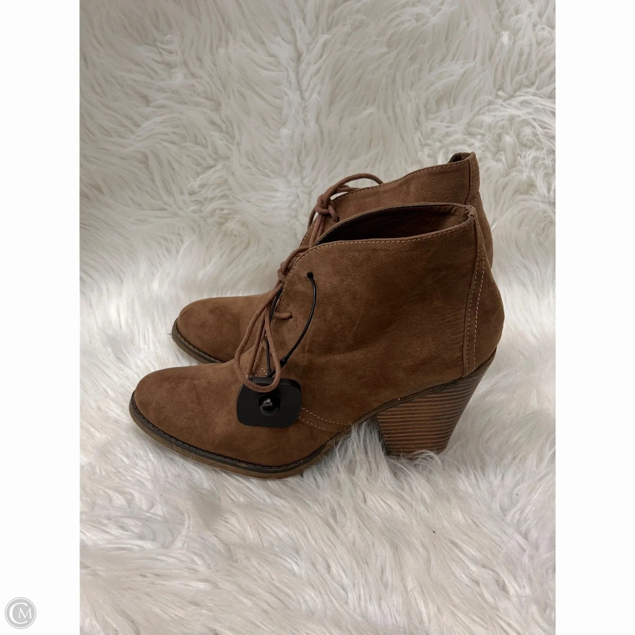 Neutral Style Multi Use Boots Ankle Heels By Mia In Brown, Size: 10
