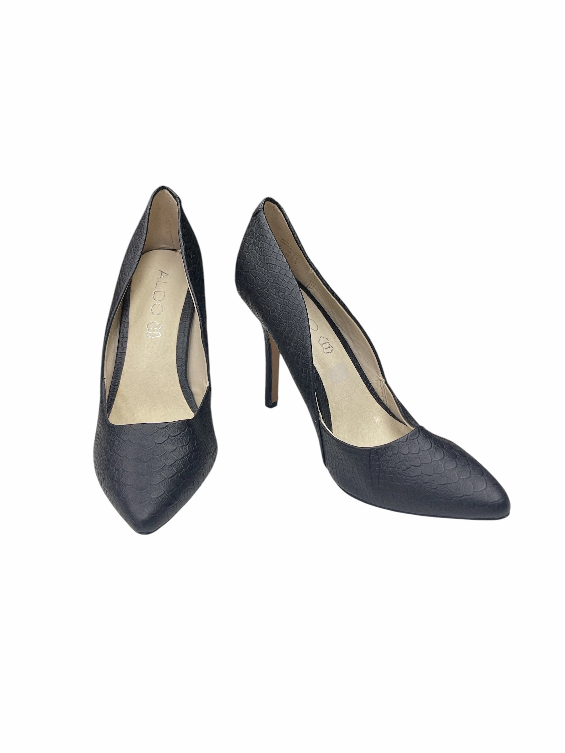 Shoes Heels Stiletto By Aldo In Black, Size: 8.5 Teddy Heel Boots Luxury Sandals