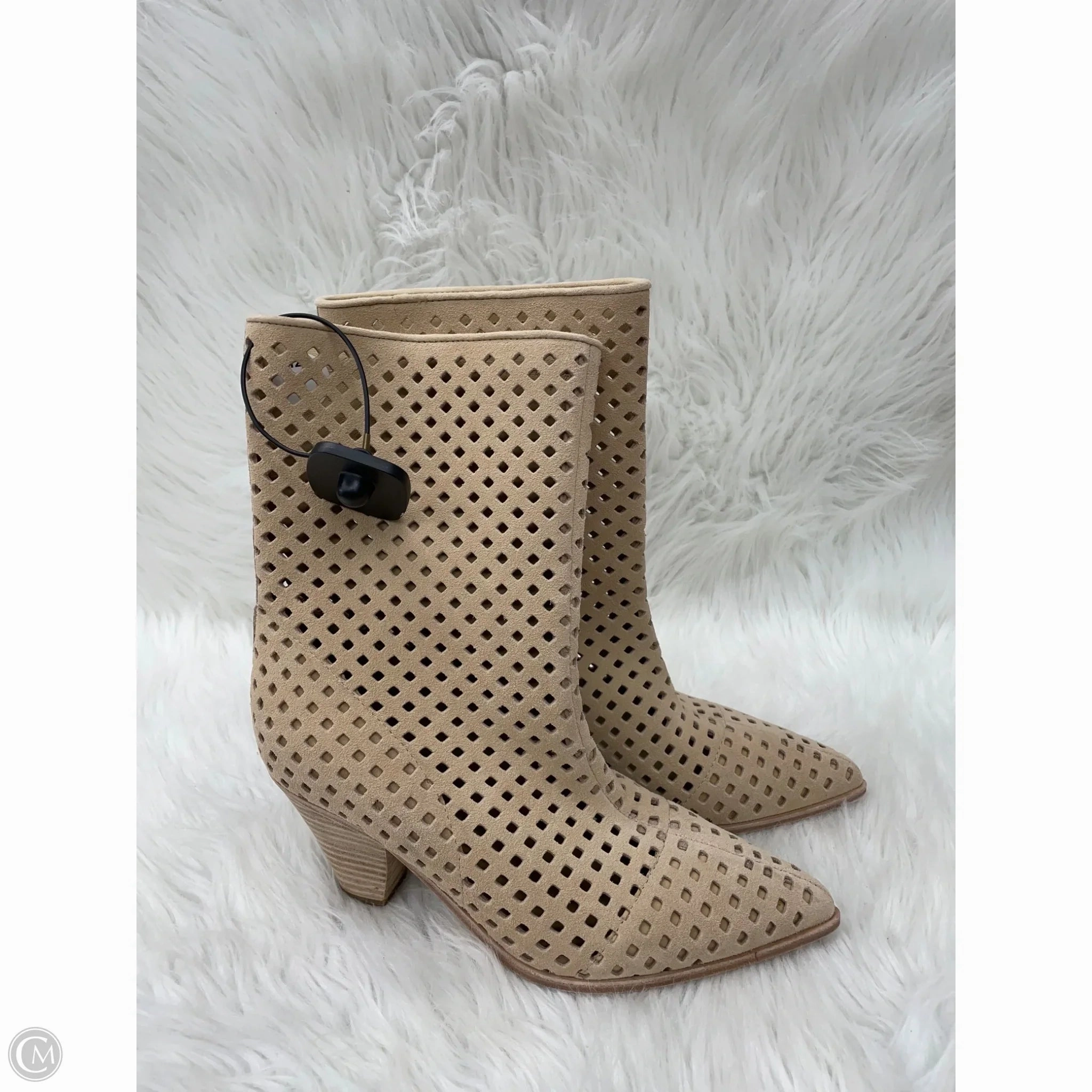 Boots Ankle Heels By Paige In Tan, Size: 7 Suede Surface