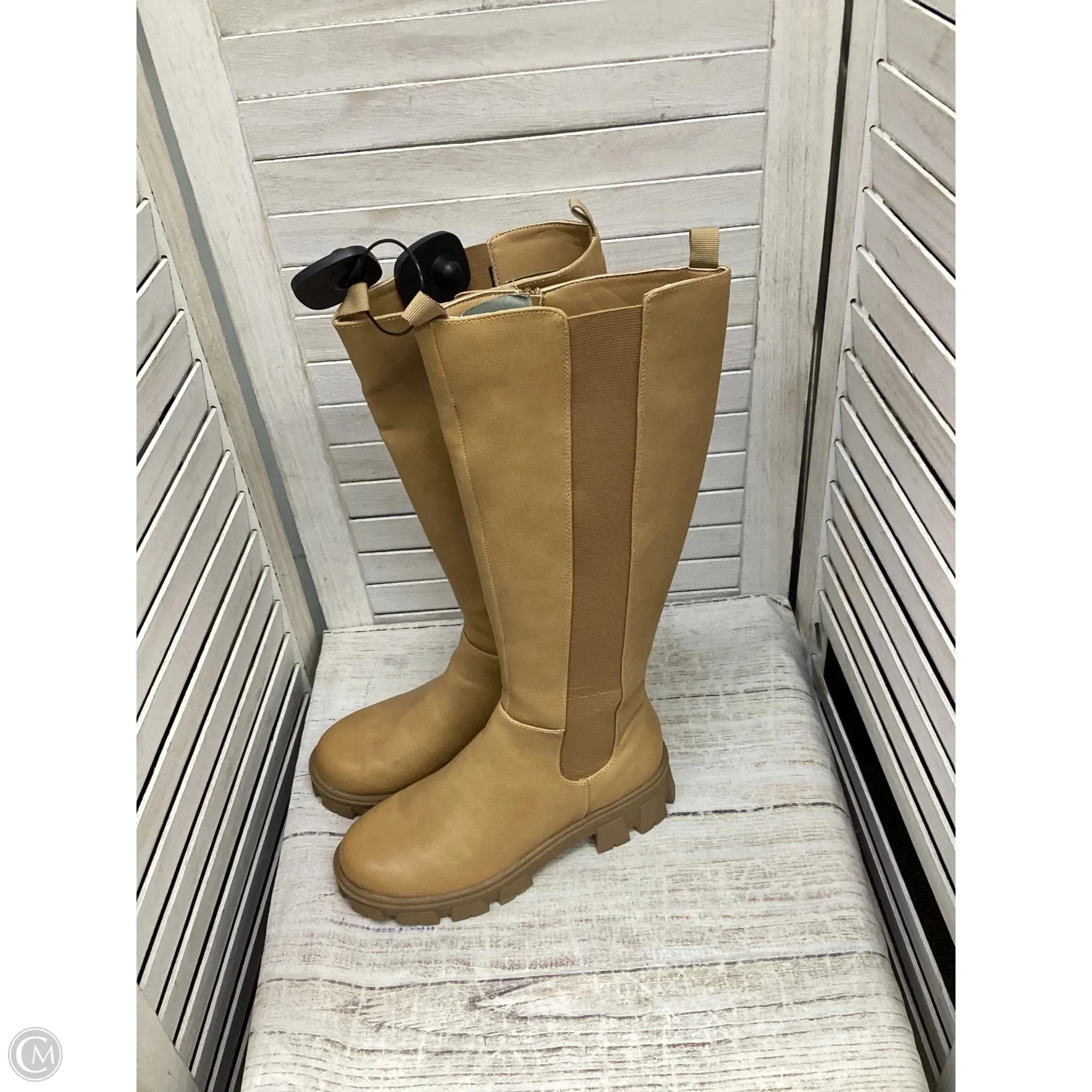 On-Trend Style Layering Essential Boots Knee Heels By Sugar In Brown, Size: 7