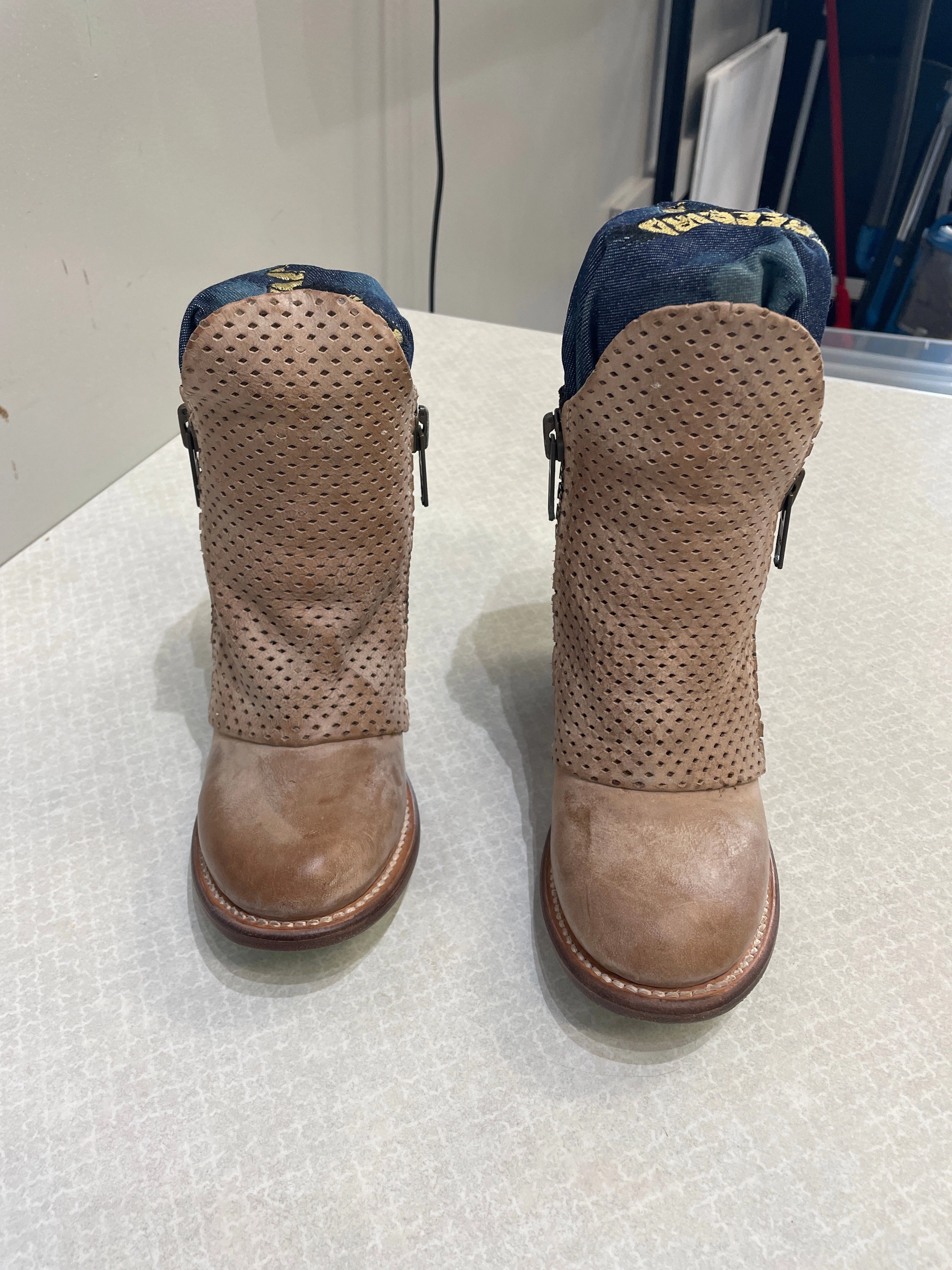 Waterproof Work Commute Boots Ankle Heels By Freebird In Brown, Size: 6