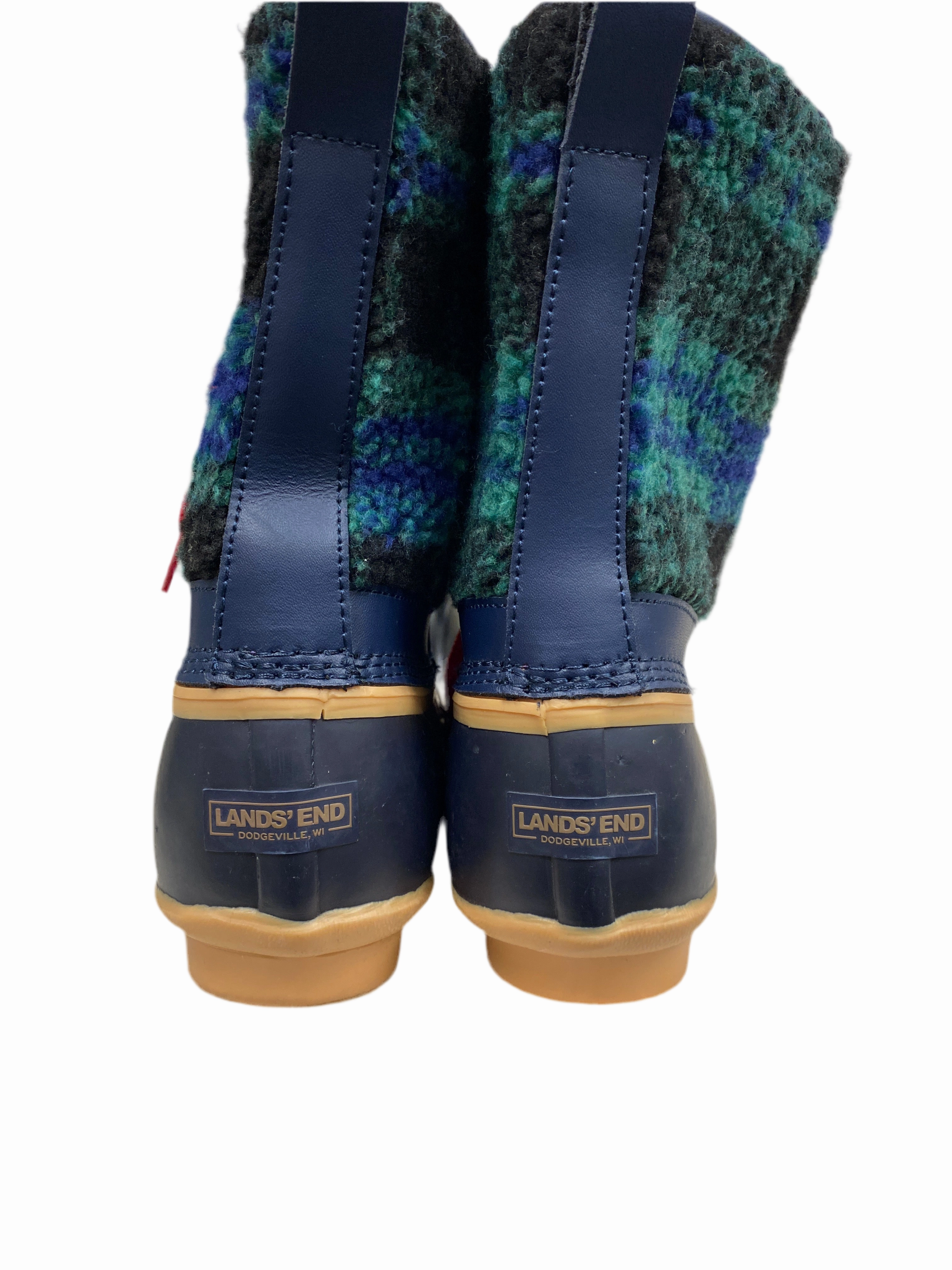 Street Ready Boots Ankle Flats By Lands End In Blue & Green, Size:11