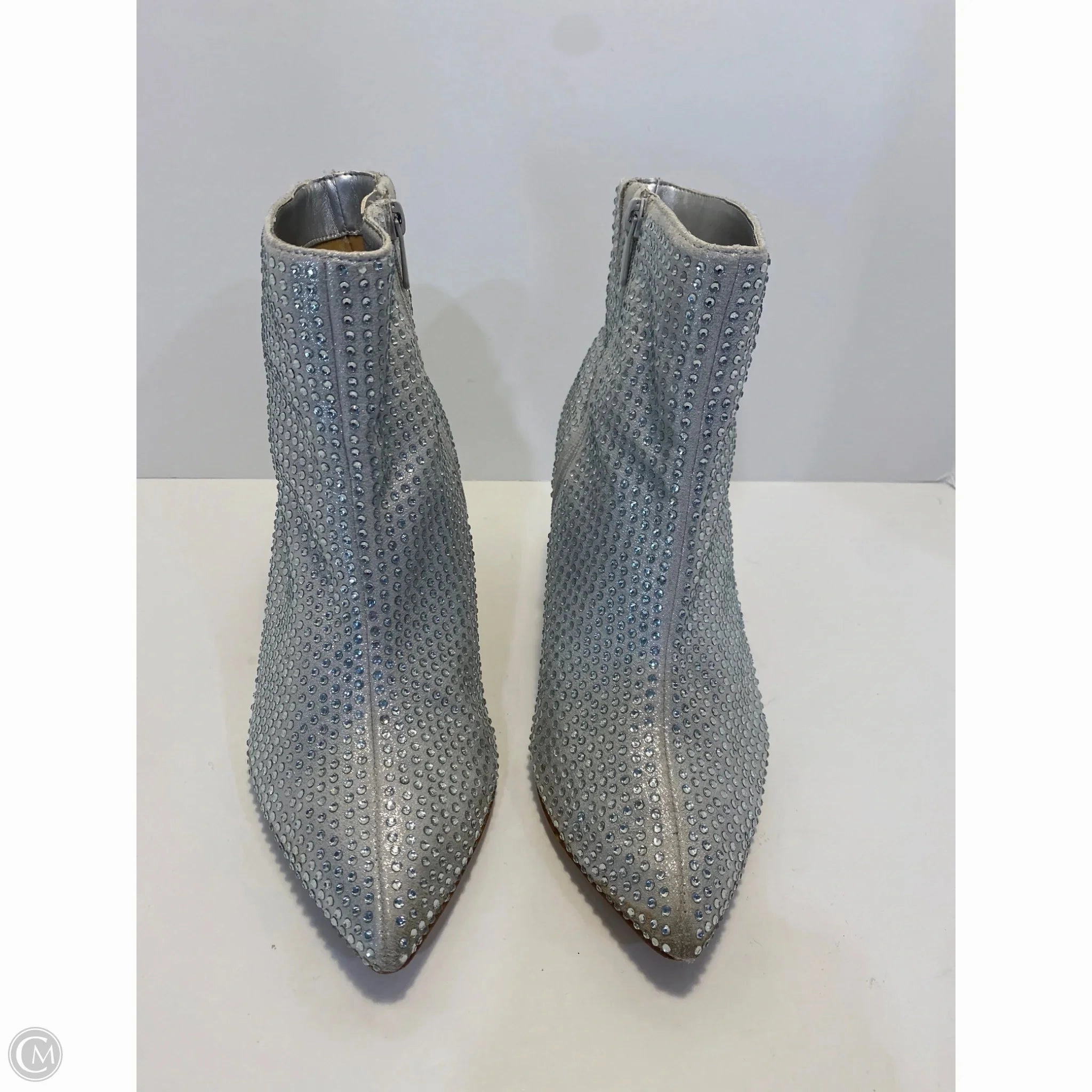 Boots Ankle Heels By Torrid In Silver, Size: 8.5 Reflective Safety Details