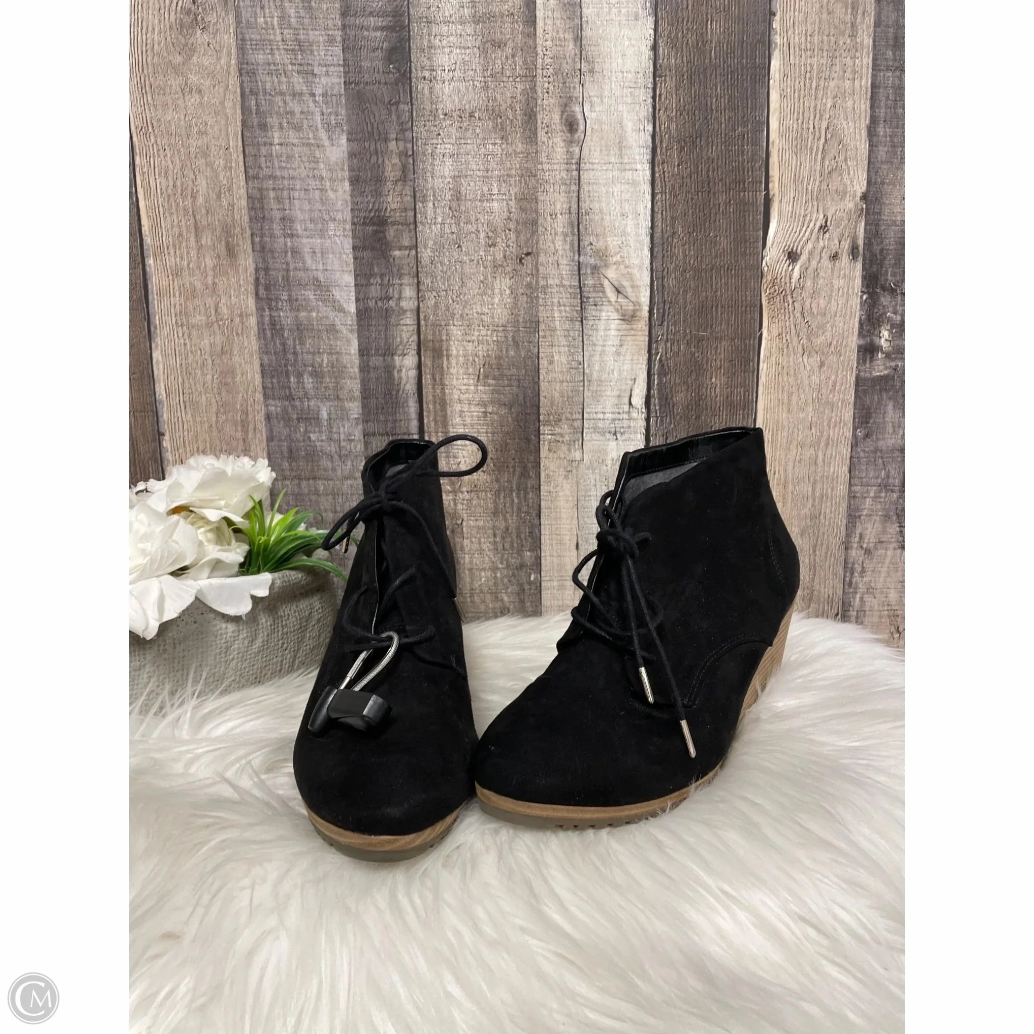 Pull-on style Bootie Cut Boots Ankle Heels By Dr Scholls In Black, Size: 9
