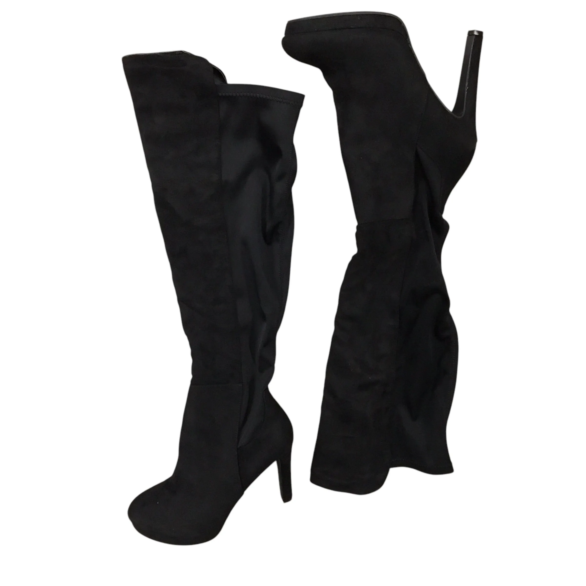 Street Style Lace Up Boots Knee Heels By Fashion Nova In Black, Size: 11