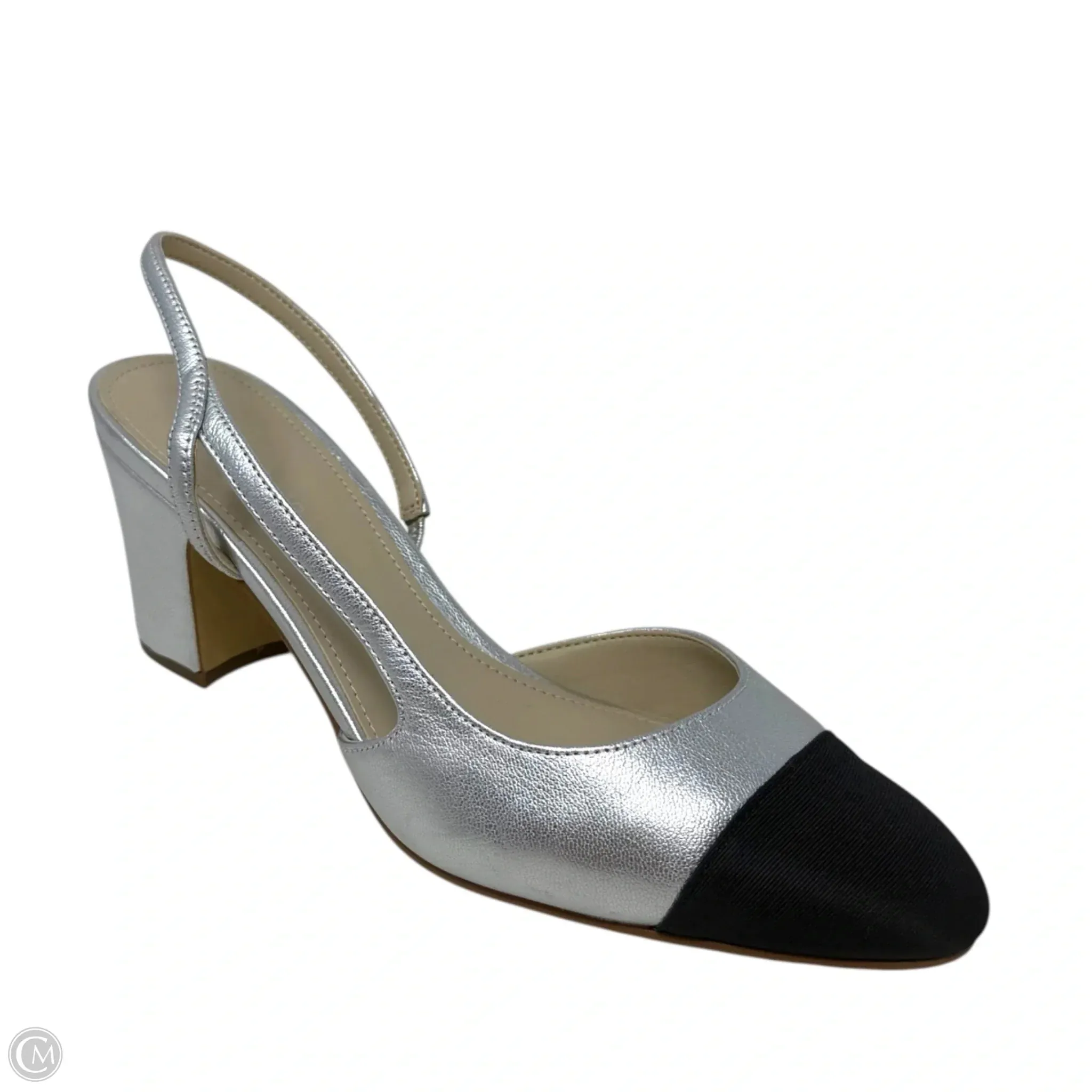 Romantic Look Laglie Slingback Heels By Marc Fisher In Black & Silver, Size: 9