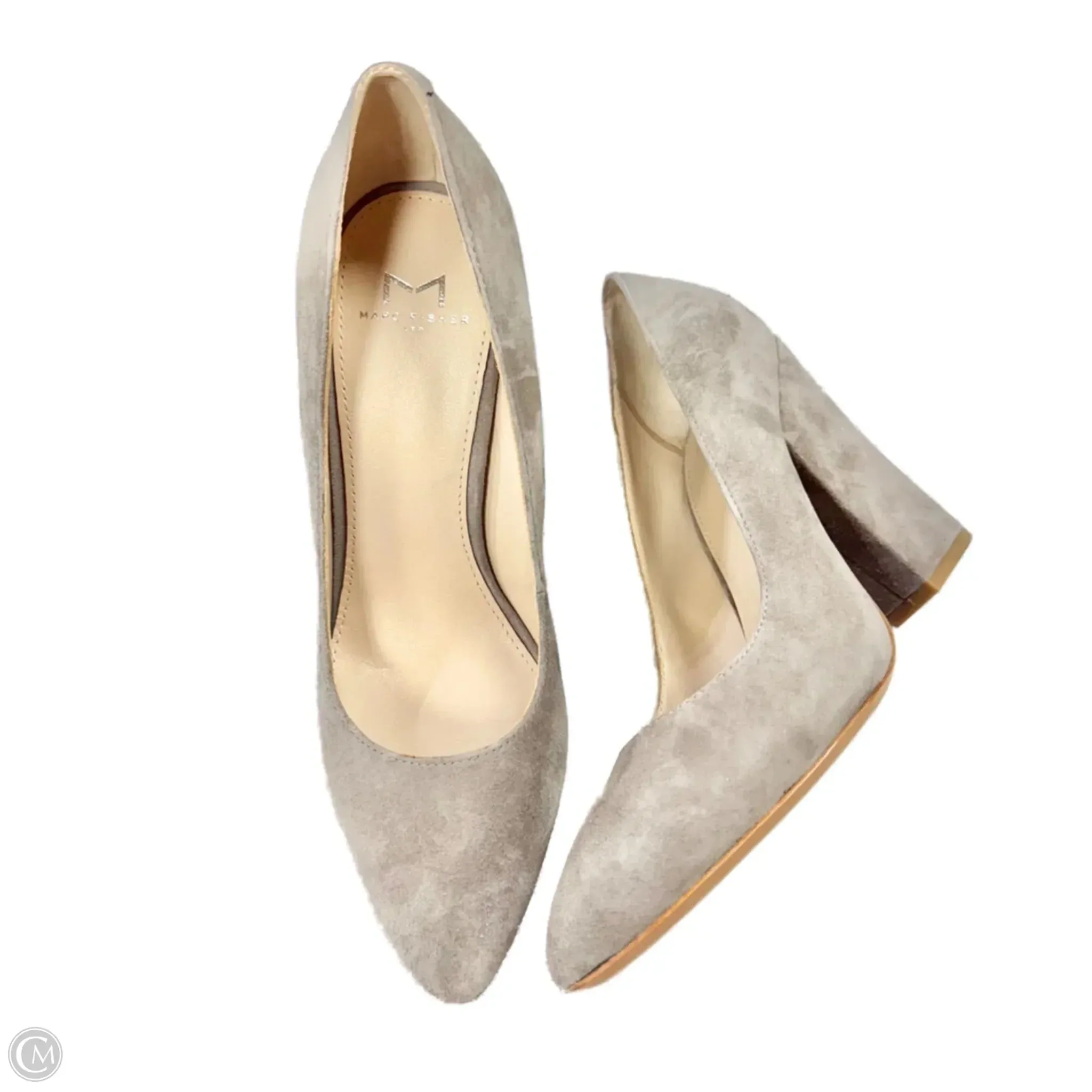 Shoes Heels Block By Marc Fisher In Grey, Size: 7.5 Non Slip