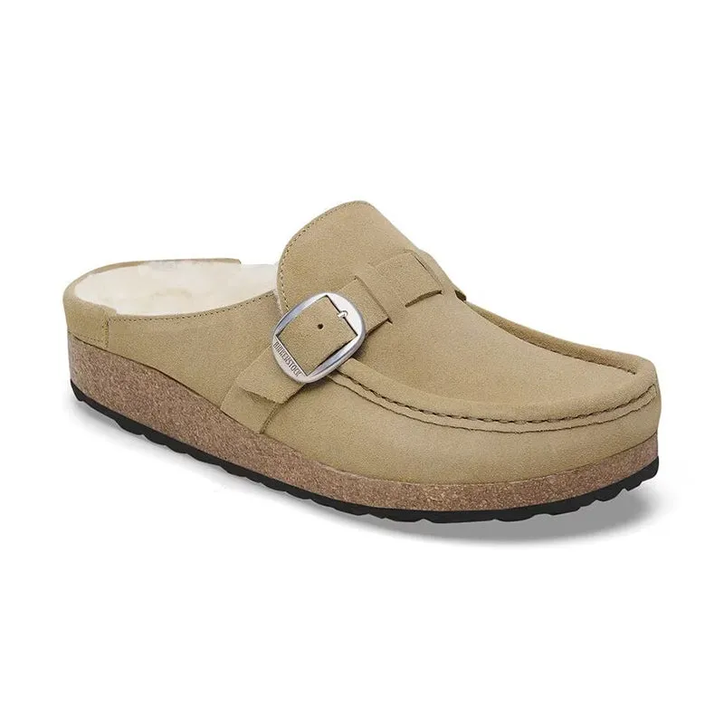 Strap Design Long Hour Women's Buckley Shearling Narrow Taupe/Natural Suede