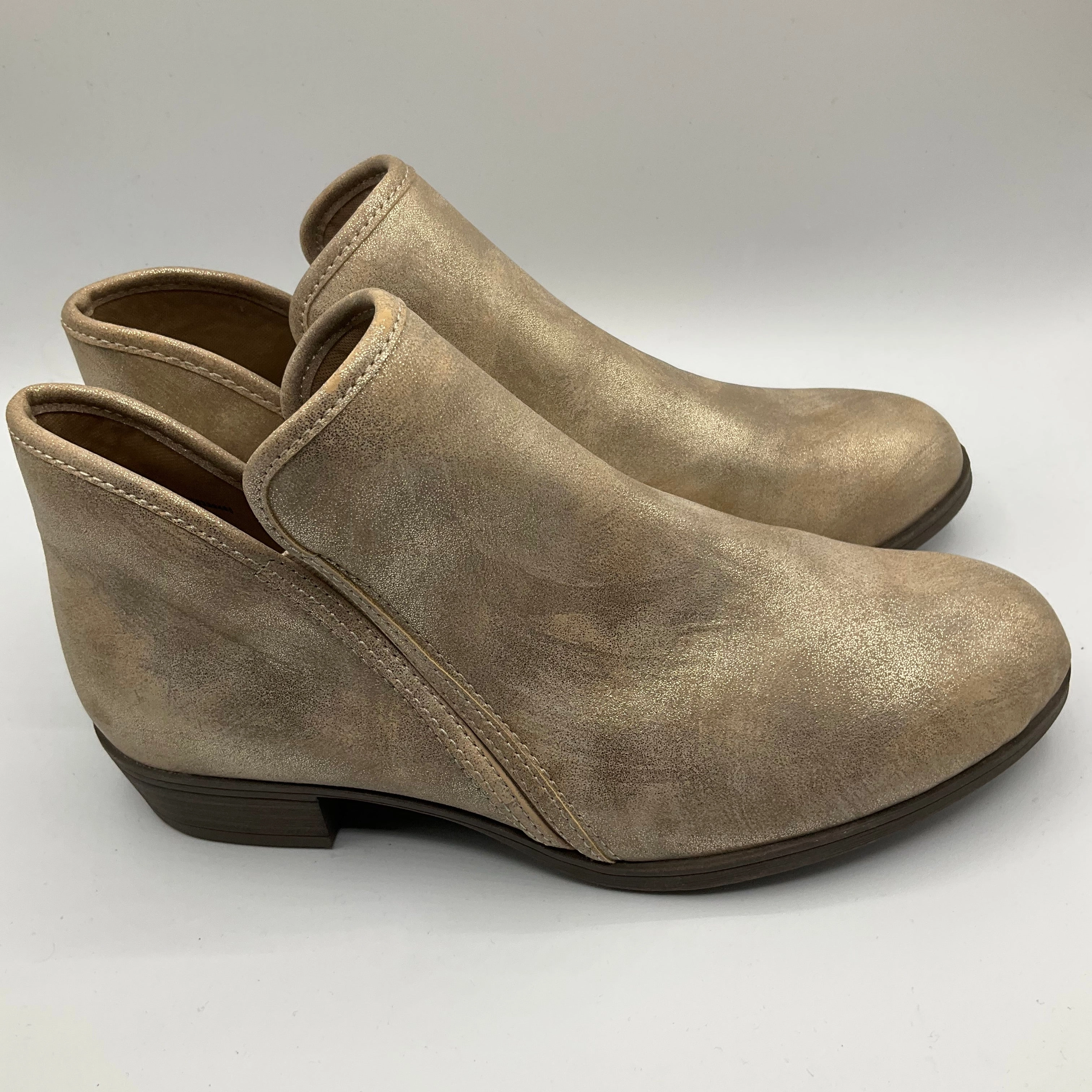 Premium Performance Boots Ankle Flats By Time And Tru In Gold, Size: 6.5